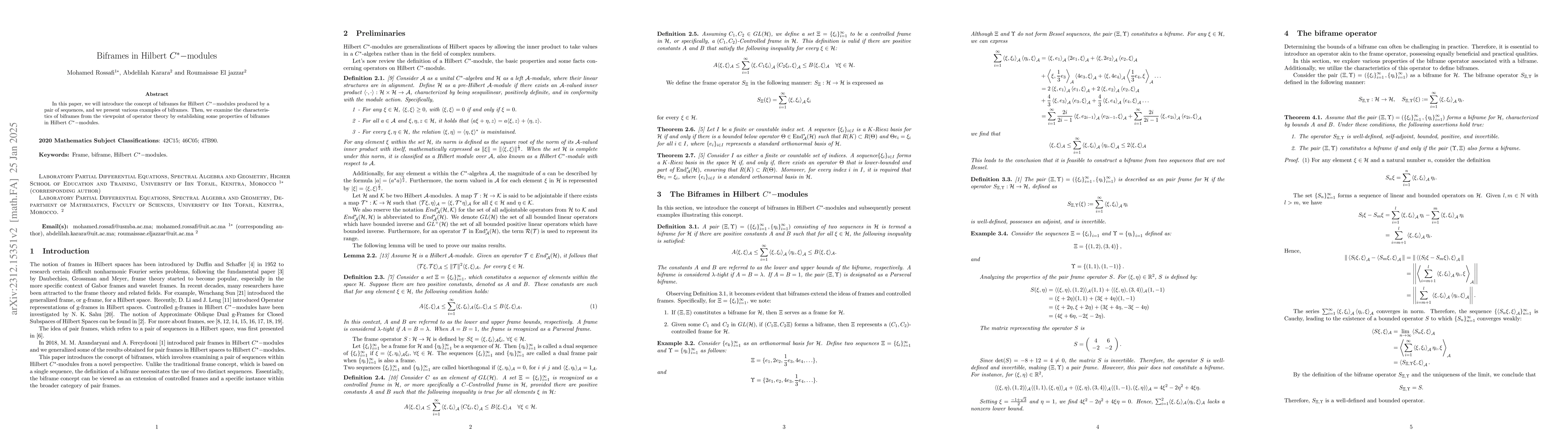 Thumbnail for Biframes in Hilbert $C^{\ast}-$modules