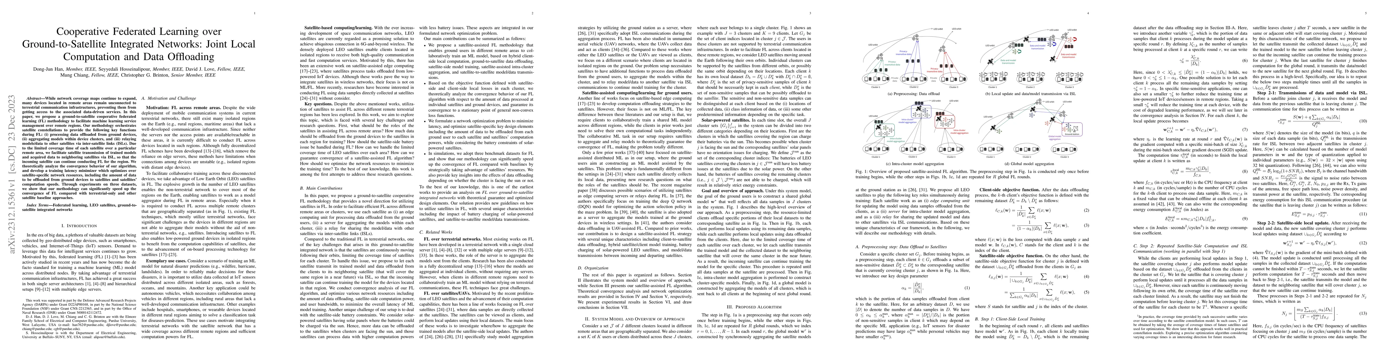 Thumbnail for Cooperative Federated Learning over Ground-to-Satellite Integrated
  Networks: Joint Local Computation and Data Offloading
