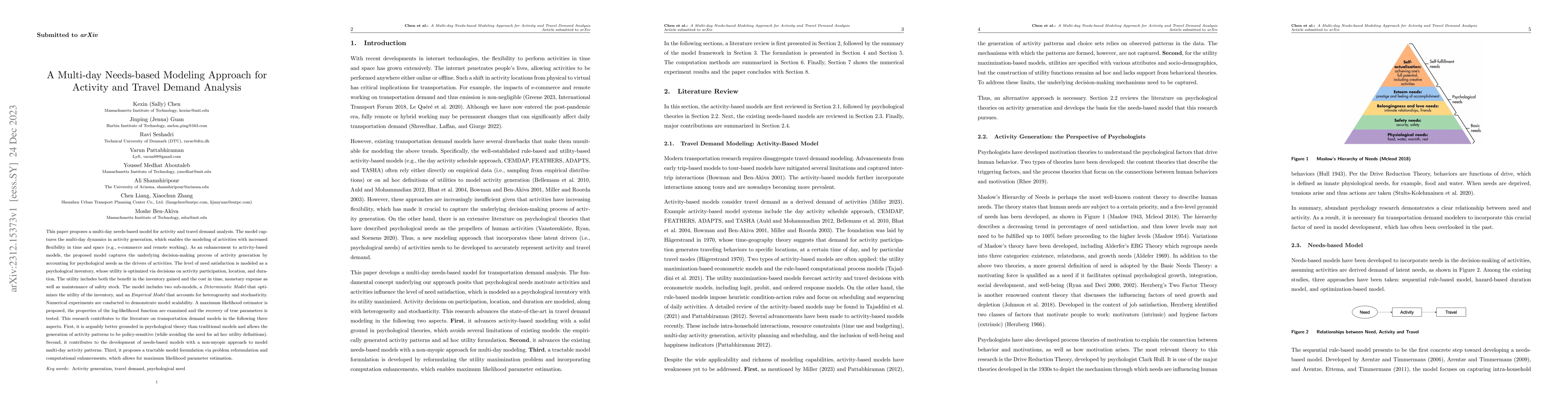 Thumbnail for A Multi-day Needs-based Modeling Approach for Activity and Travel Demand
  Analysis