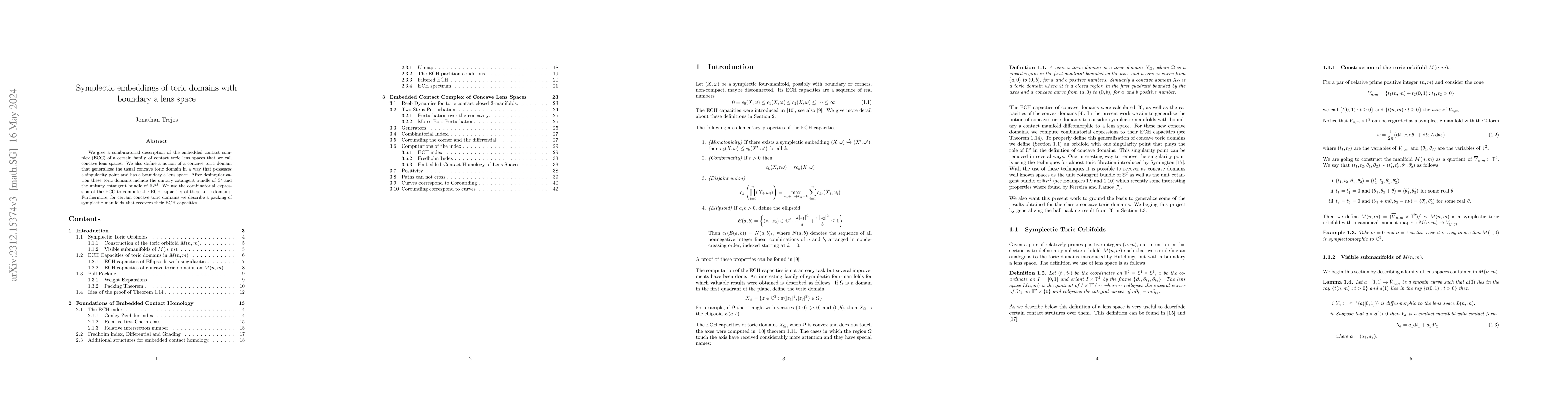 Thumbnail for Symplectic embeddings of toric domains with boundary a lens space