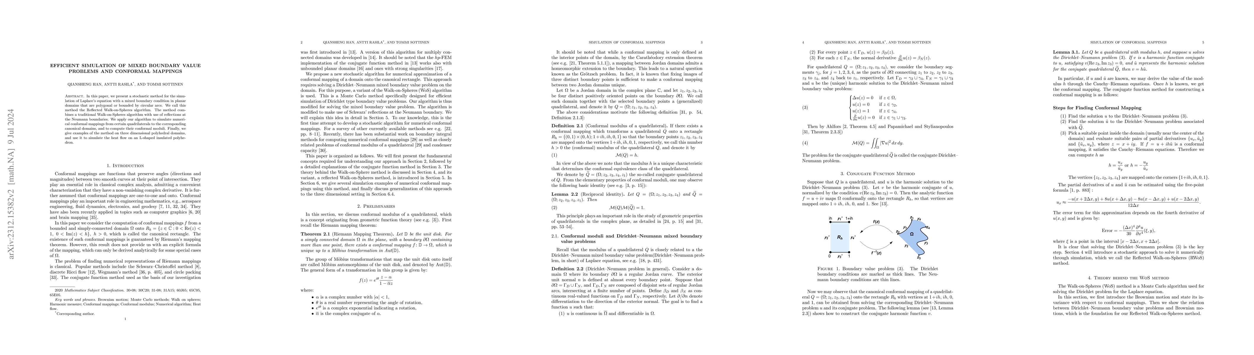 Thumbnail for Efficient simulation of mixed boundary value problems and conformal
  mappings