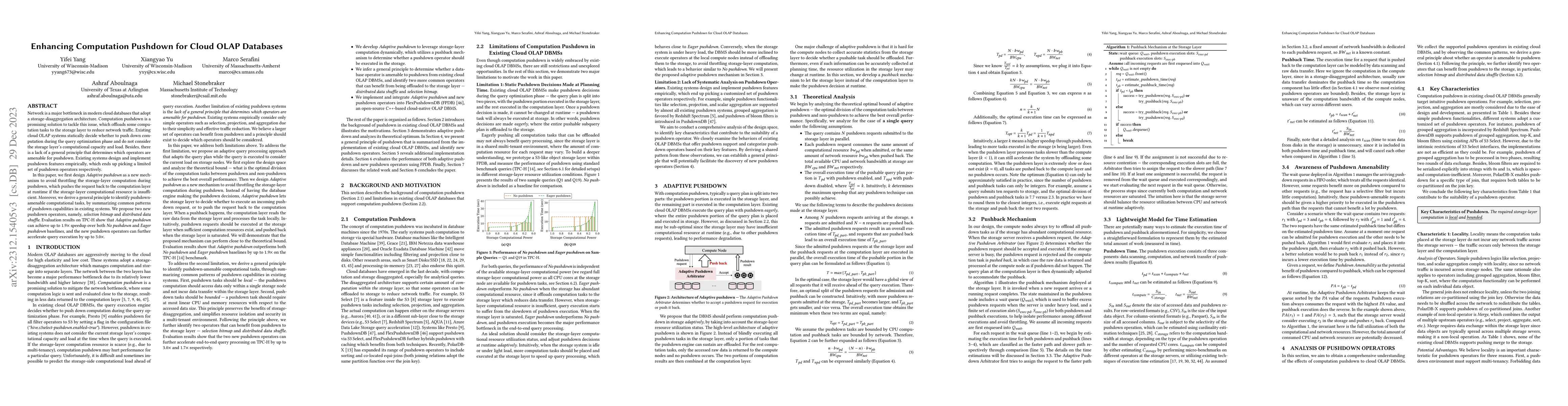 Thumbnail for Enhancing Computation Pushdown for Cloud OLAP Databases