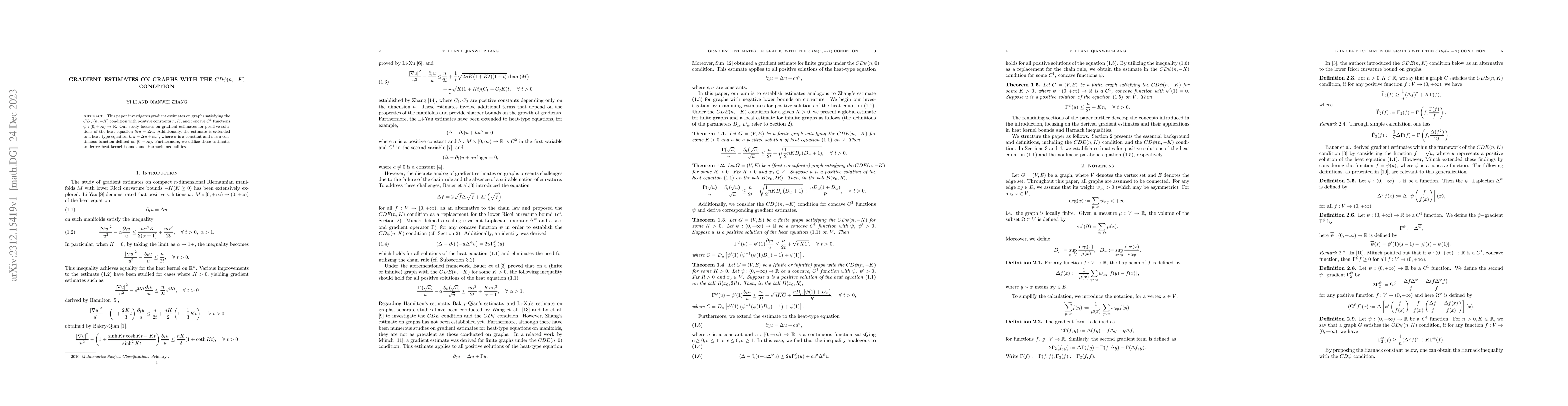 Thumbnail for Gradient estimates on graphs with the $CD\psi(n,-K)$condition