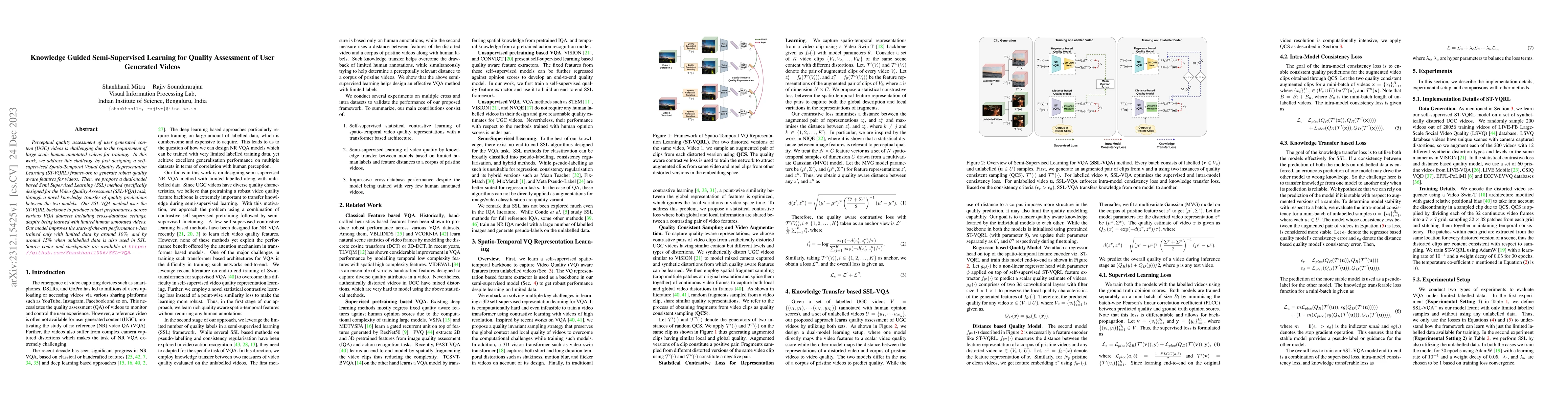 Thumbnail for Knowledge Guided Semi-Supervised Learning for Quality Assessment of User
  Generated Videos