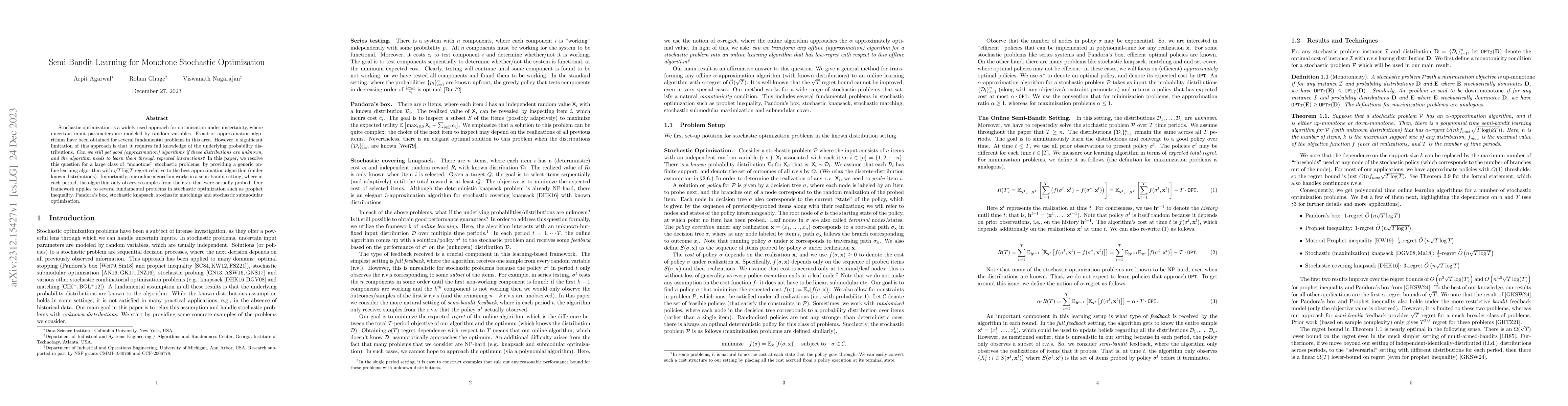 Thumbnail for Semi-Bandit Learning for Monotone Stochastic Optimization