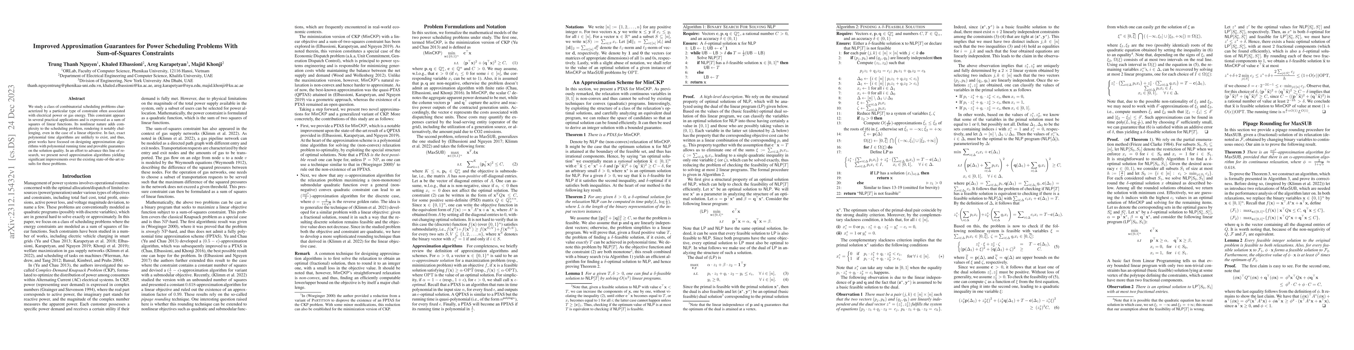 Thumbnail for Improved Approximation Guarantees for Power Scheduling Problems With
  Sum-of-Squares Constraints