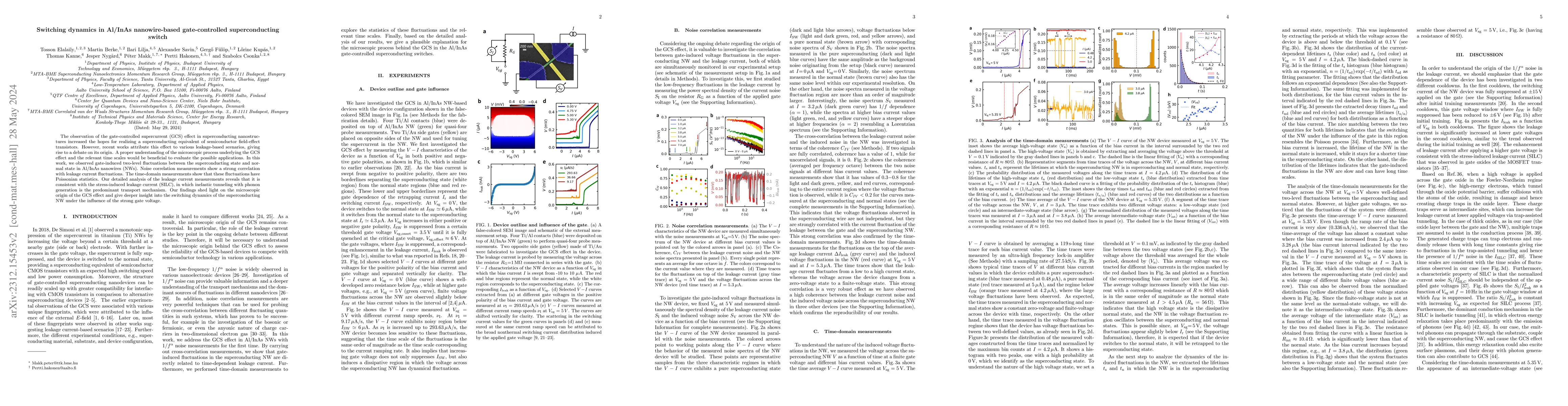 Thumbnail for Switching dynamics in Al/InAs nanowire-based gate-controlled
  superconducting switch