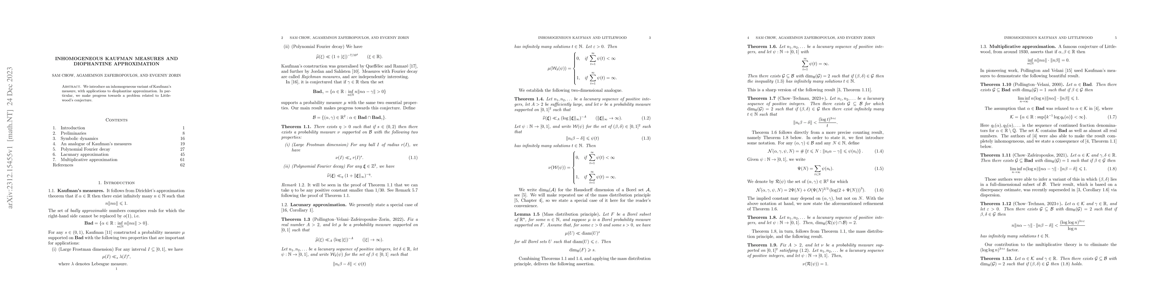Thumbnail for Inhomogeneous Kaufman Measures and Diophantine Approximation