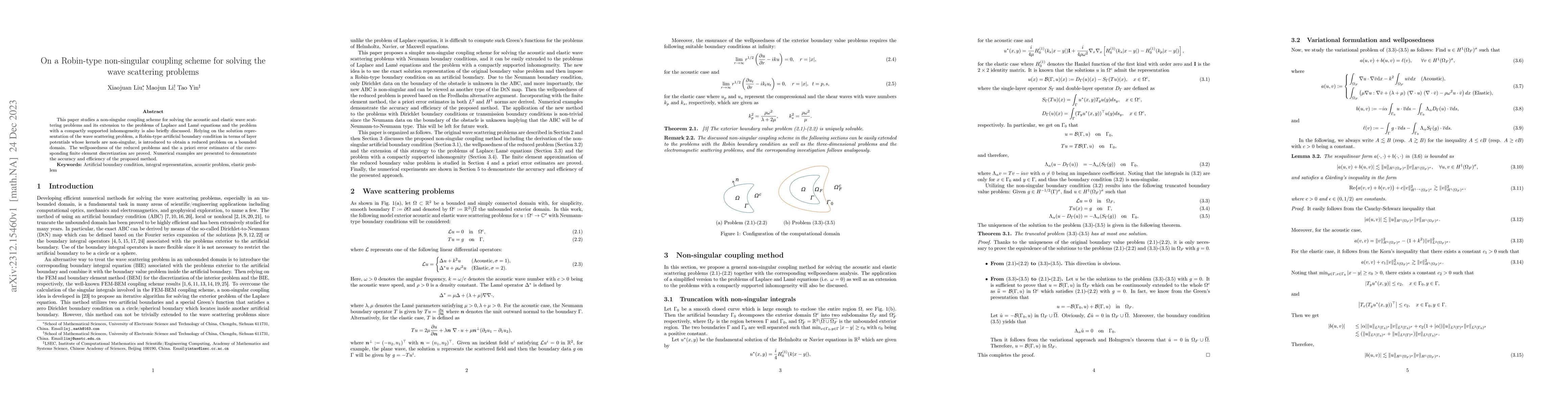 Thumbnail for On a Robin-type non-singular coupling scheme for solving the wave
  scattering problems
