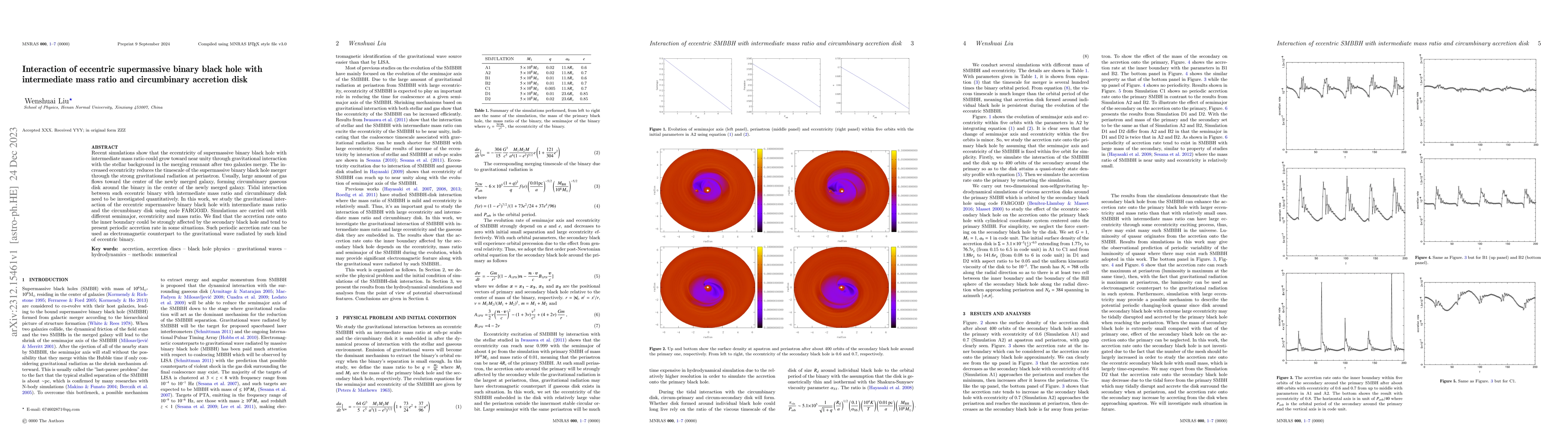 Thumbnail for Interaction of eccentric supermassive binary black hole with
  intermediate mass ratio and circumbinary accretion disk
