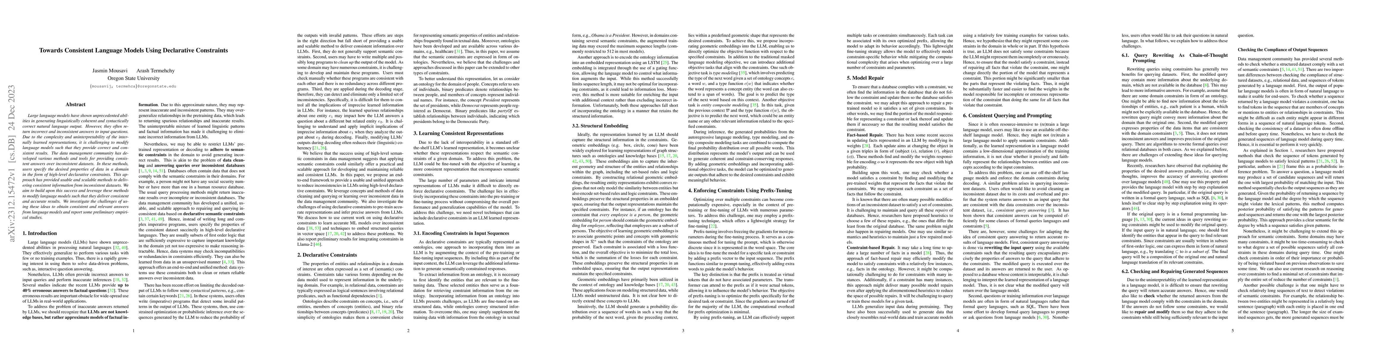 Thumbnail for Towards Consistent Language Models Using Declarative Constraints