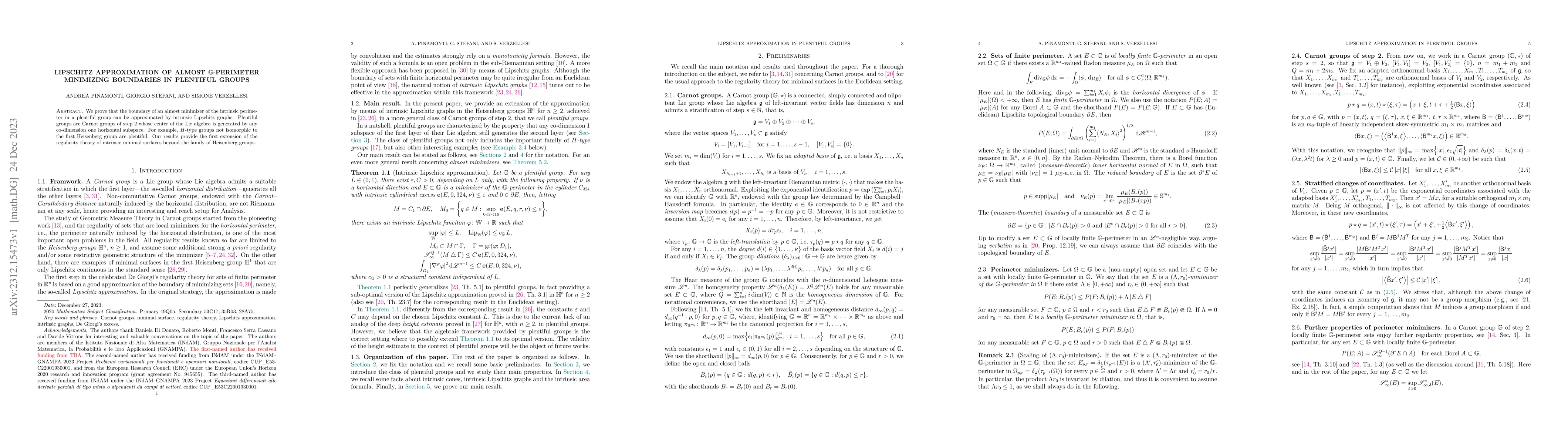 Thumbnail for Lipschitz approximation of almost $\mathbb G$-perimeter minimizing
  boundaries in plentiful groups