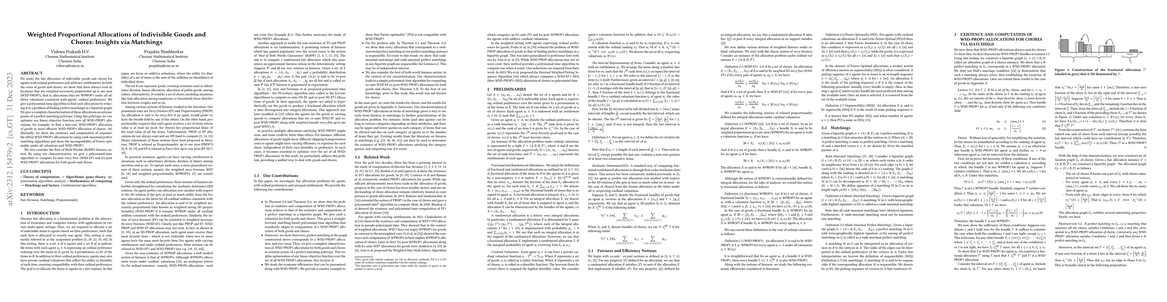 Thumbnail for Weighted Proportional Allocations of Indivisible Goods and Chores:
  Insights via Matchings