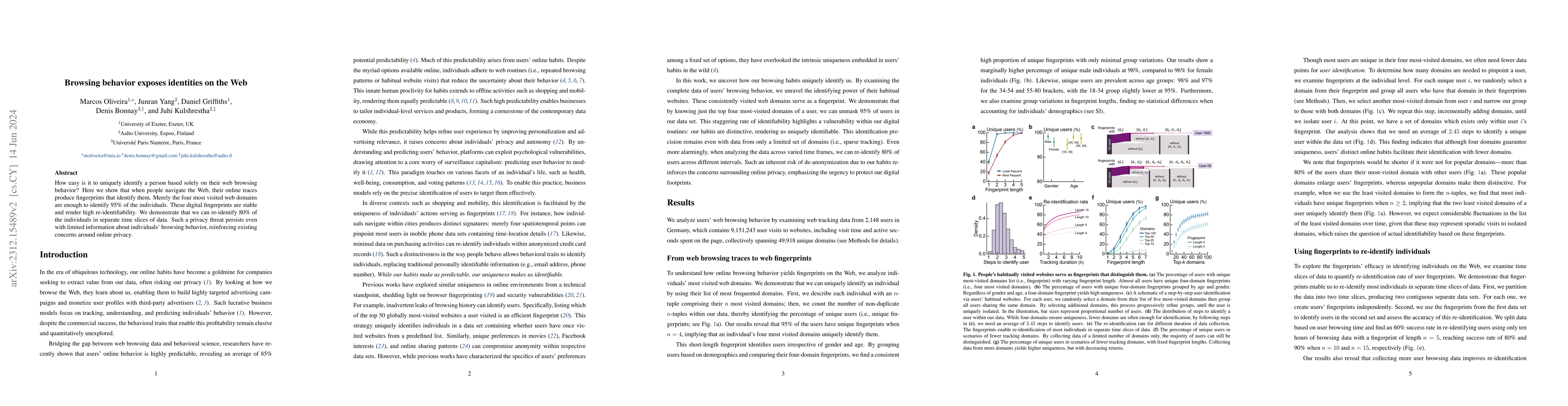 Thumbnail for Browsing behavior exposes identities on the Web