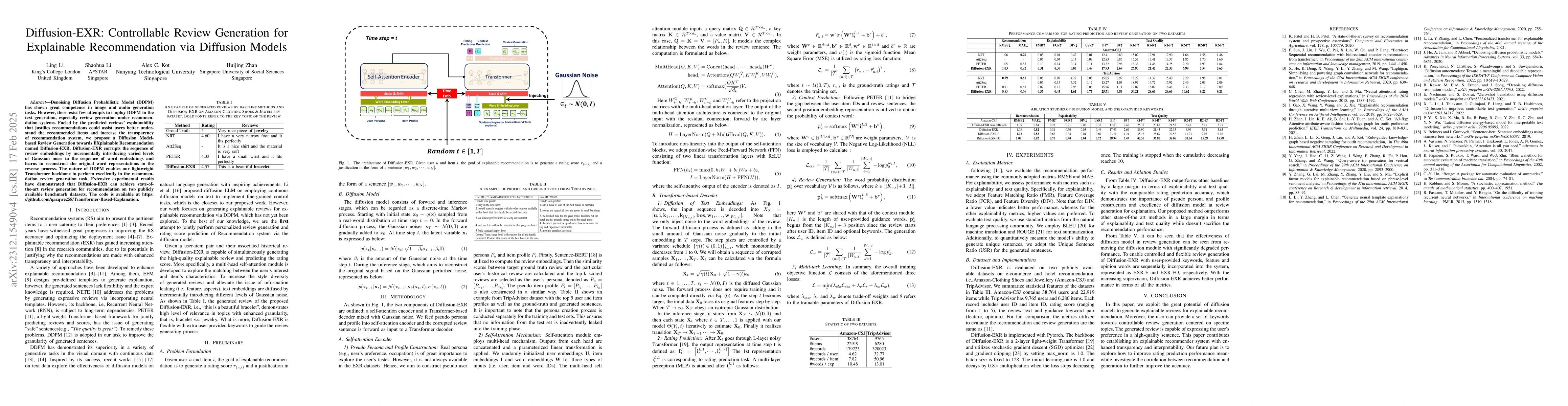 Thumbnail for Diffusion-EXR: Controllable Review Generation for Explainable
  Recommendation via Diffusion Models