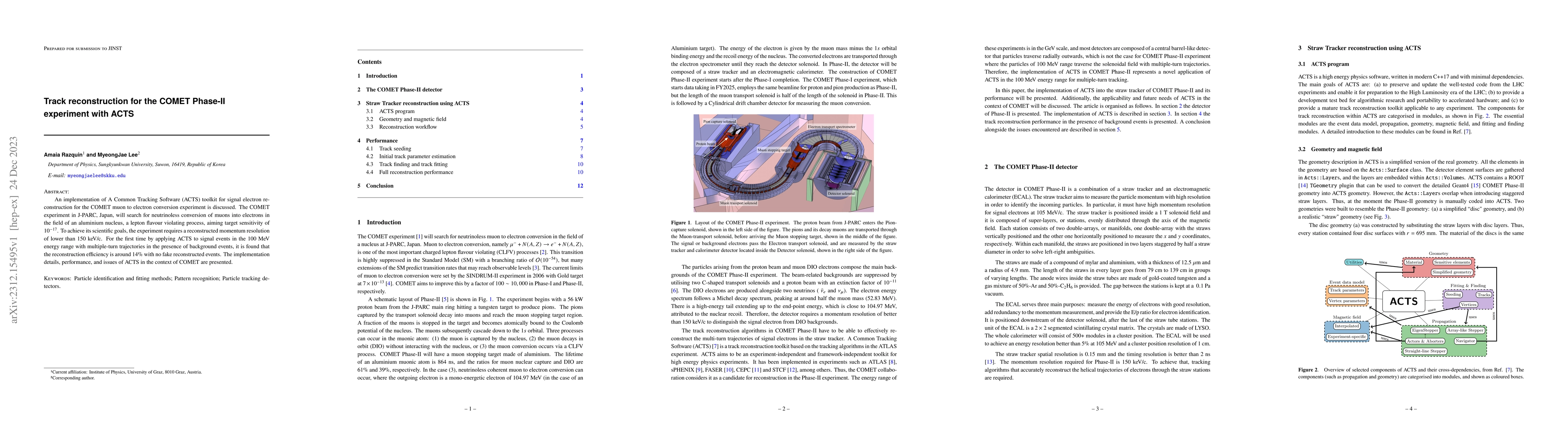 Thumbnail for Track reconstruction for the COMET Phase-II experiment with ACTS