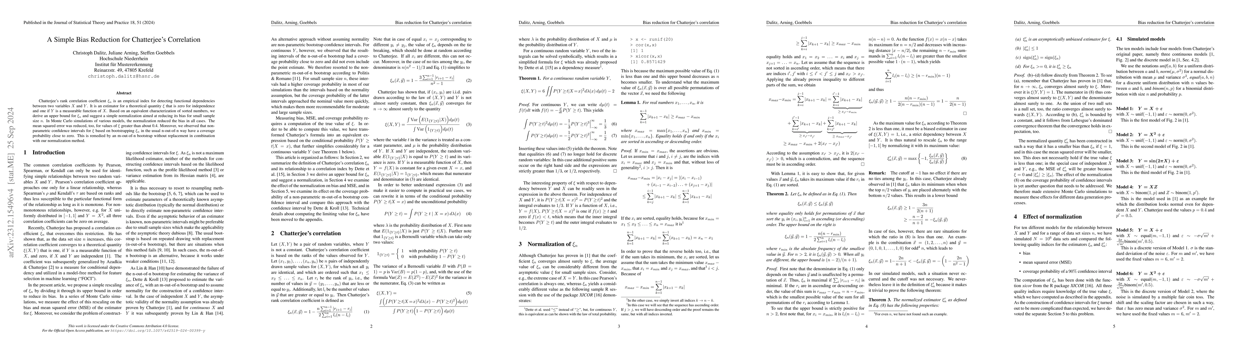 Thumbnail for A Simple Bias Reduction for Chatterjee's Correlation