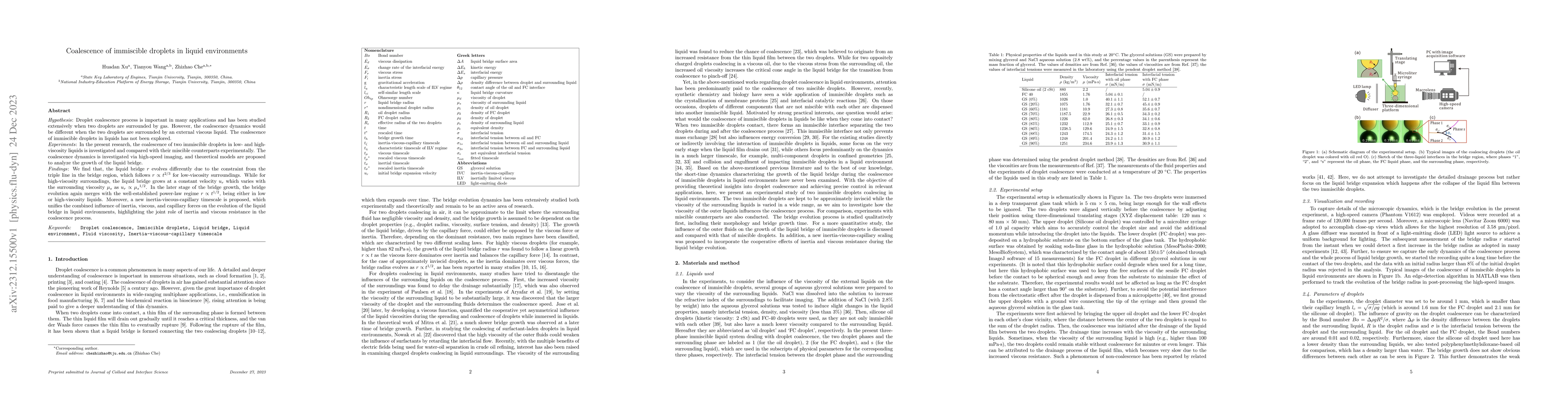 Thumbnail for Coalescence of immiscible droplets in liquid environments