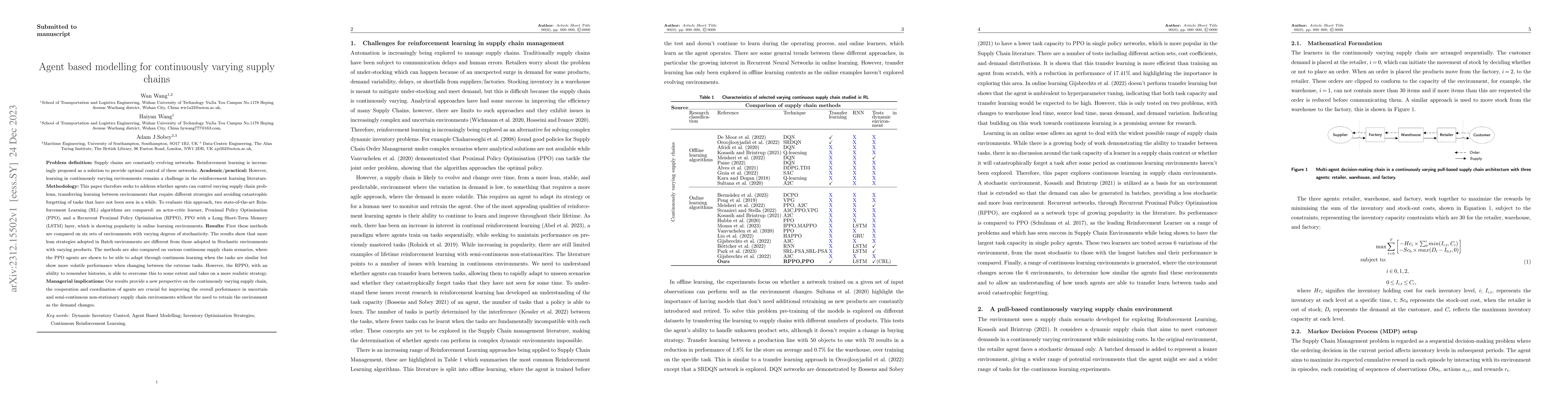 Thumbnail for Agent based modelling for continuously varying supply chains