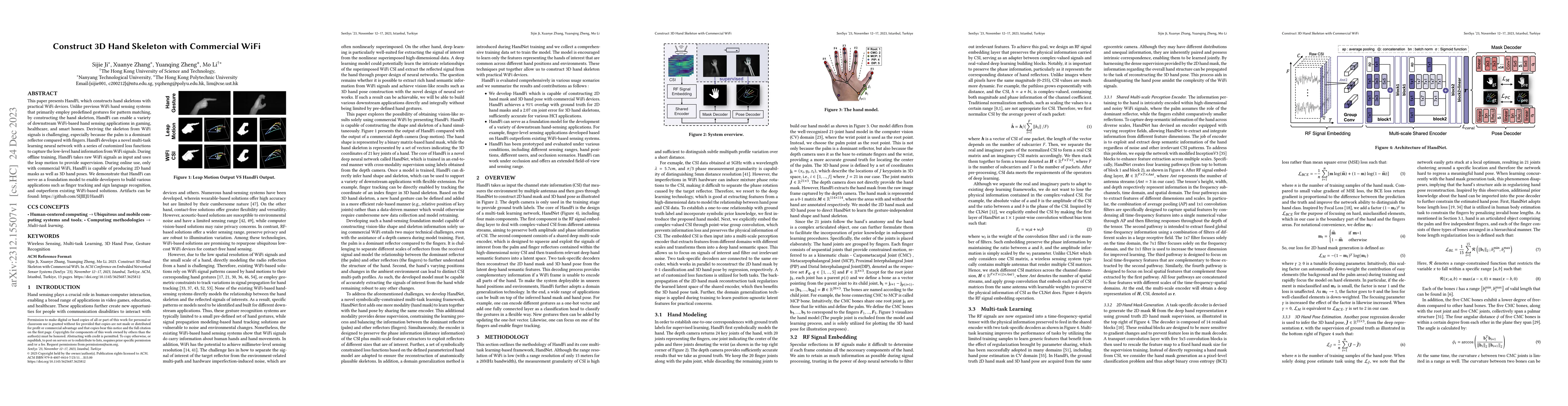 Thumbnail for Construct 3D Hand Skeleton with Commercial WiFi