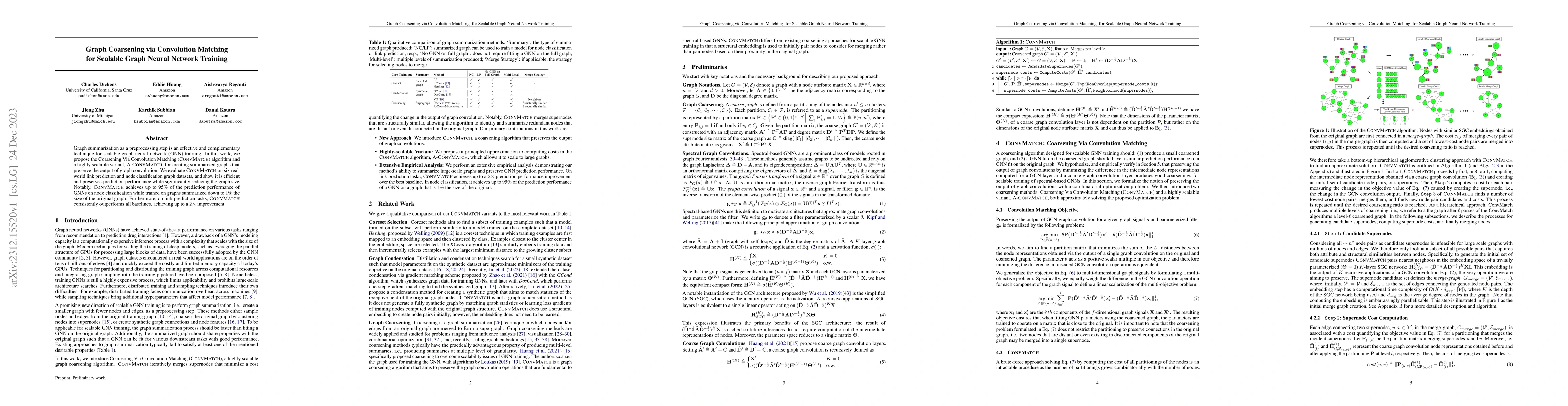 Thumbnail for Graph Coarsening via Convolution Matching for Scalable Graph Neural
  Network Training