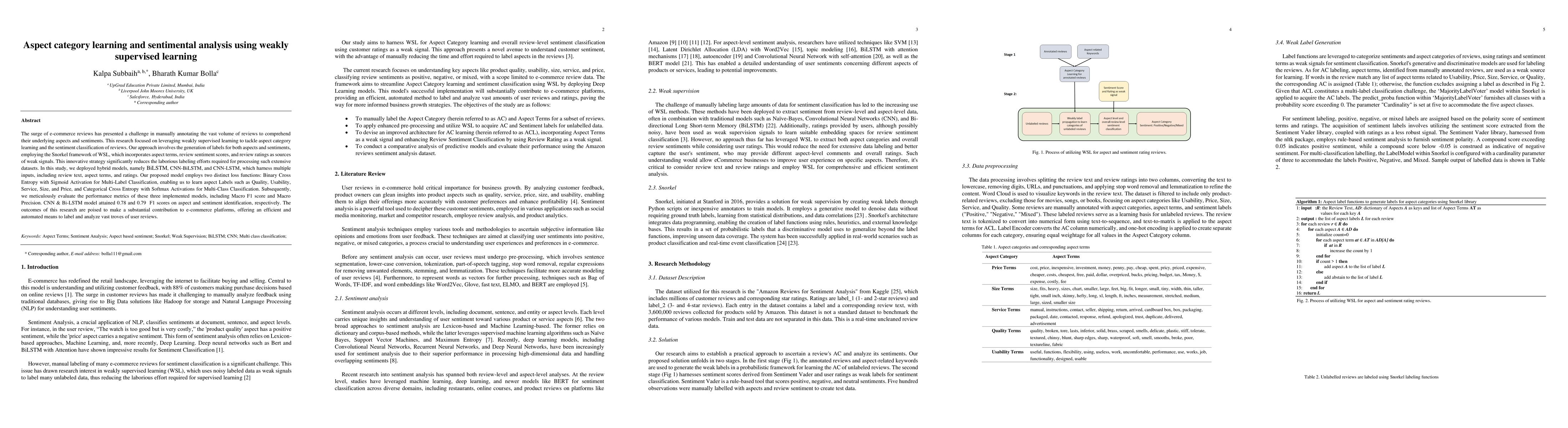 Thumbnail for Aspect category learning and sentimental analysis using weakly
  supervised learning