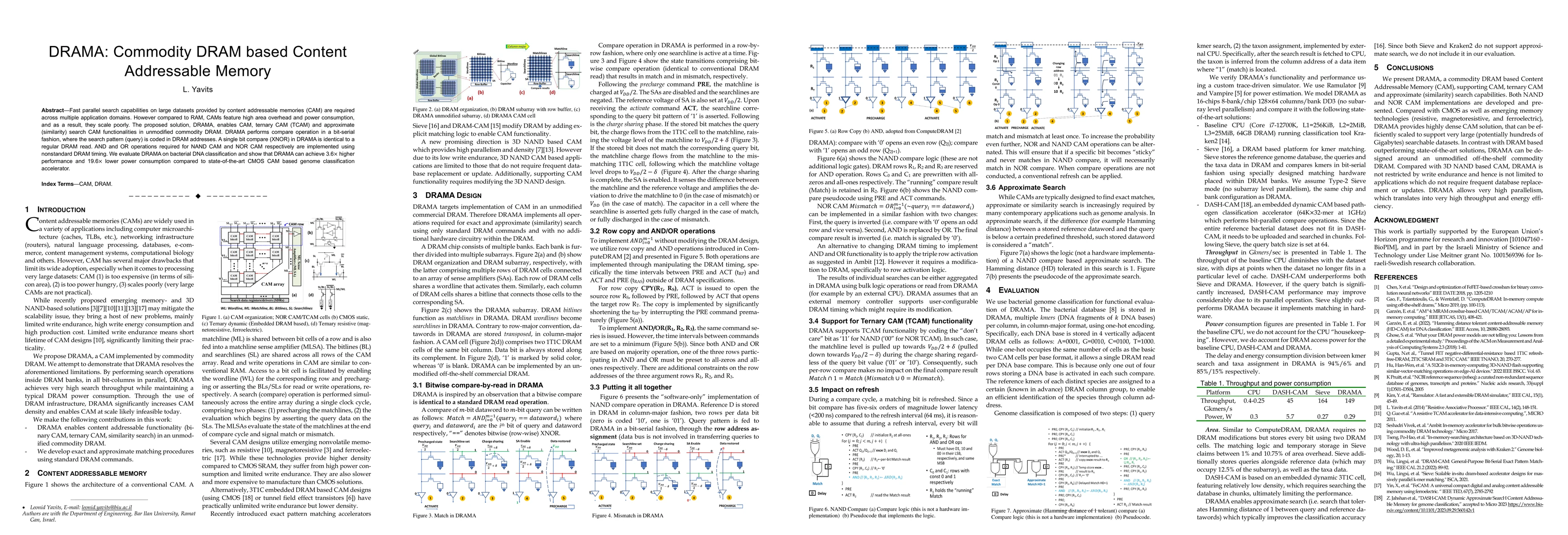 Thumbnail for DRAMA: Commodity DRAM based Content Addressable Memory