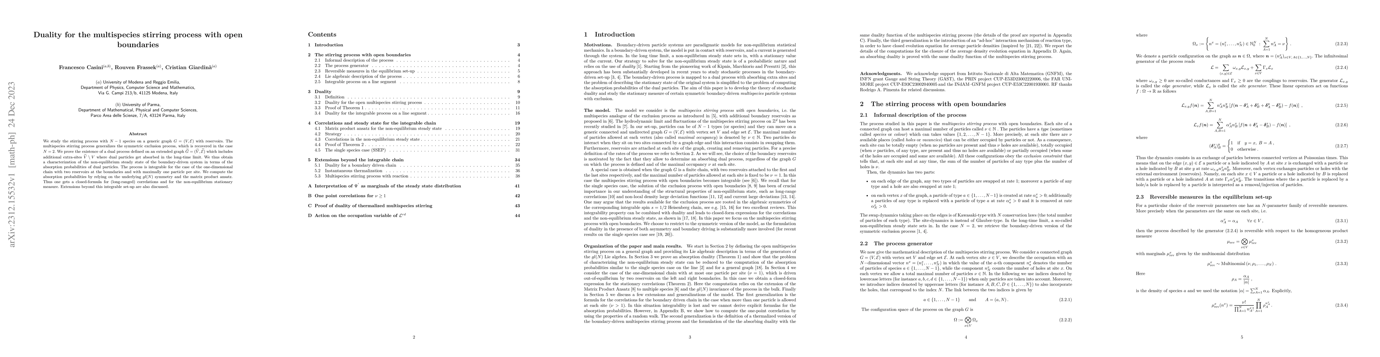 Thumbnail for Duality for the multispecies stirring process with open boundaries