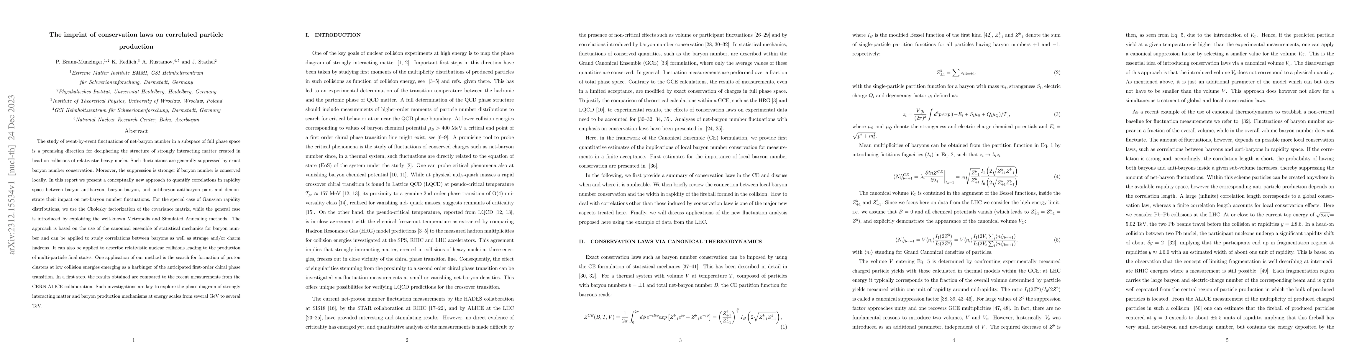 Thumbnail for The imprint of conservation laws on correlated particle production