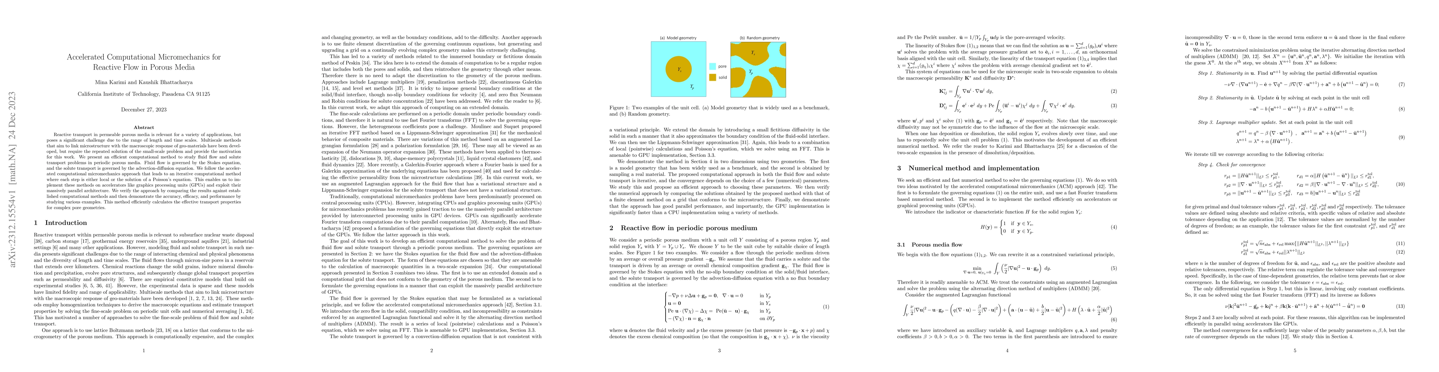 Thumbnail for Accelerated Computational Micromechanics for Reactive Flow in Porous
  Media