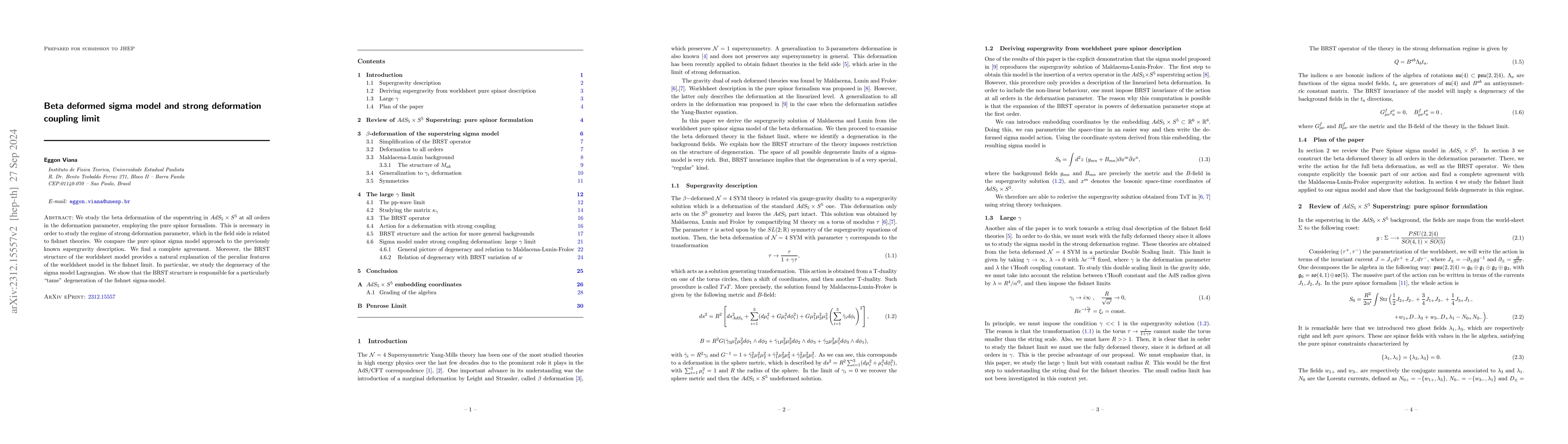Thumbnail for Beta deformed sigma model and strong deformation coupling limit