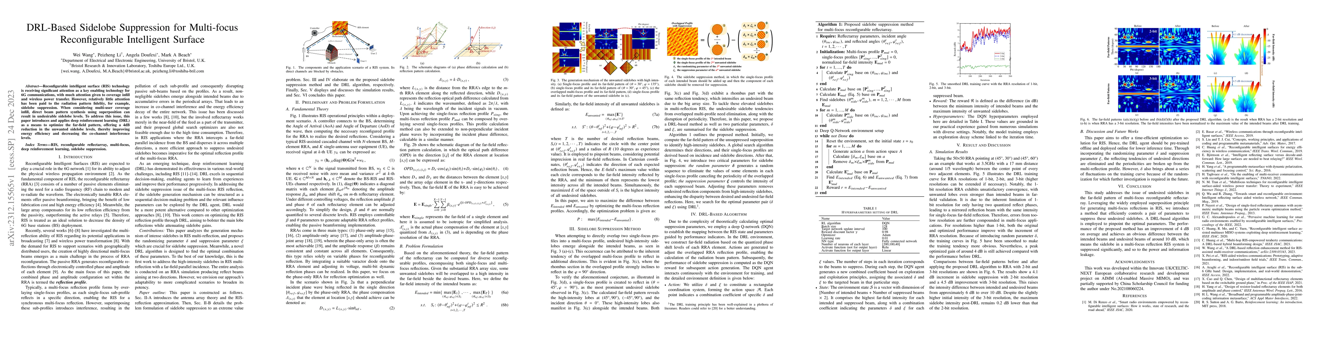 Thumbnail for DRL-Based Sidelobe Suppression for Multi-focus Reconfigurable
  Intelligent Surface