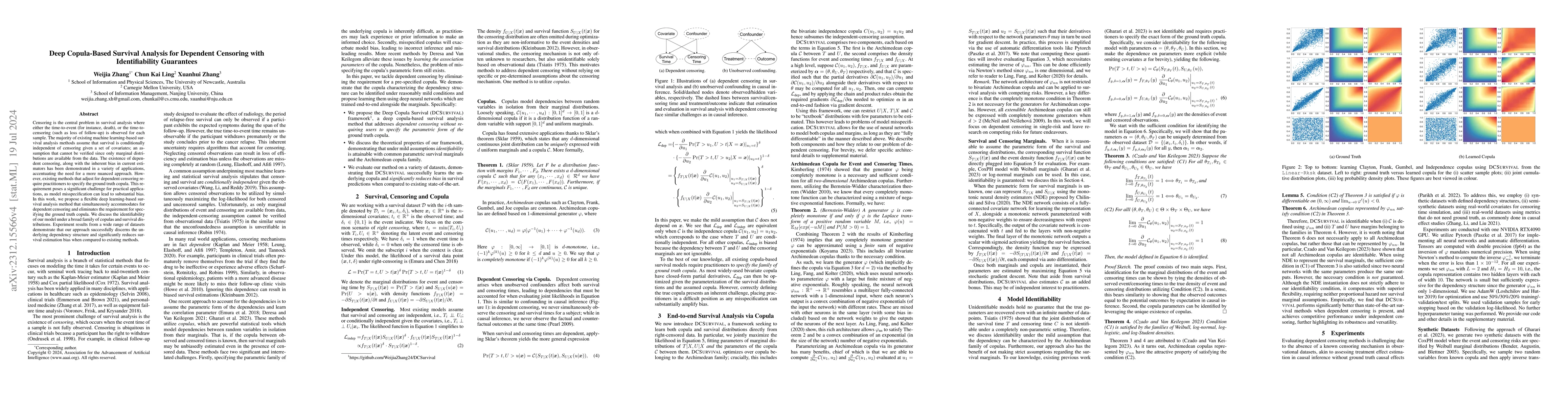 Thumbnail for Deep Copula-Based Survival Analysis for Dependent Censoring with
  Identifiability Guarantees