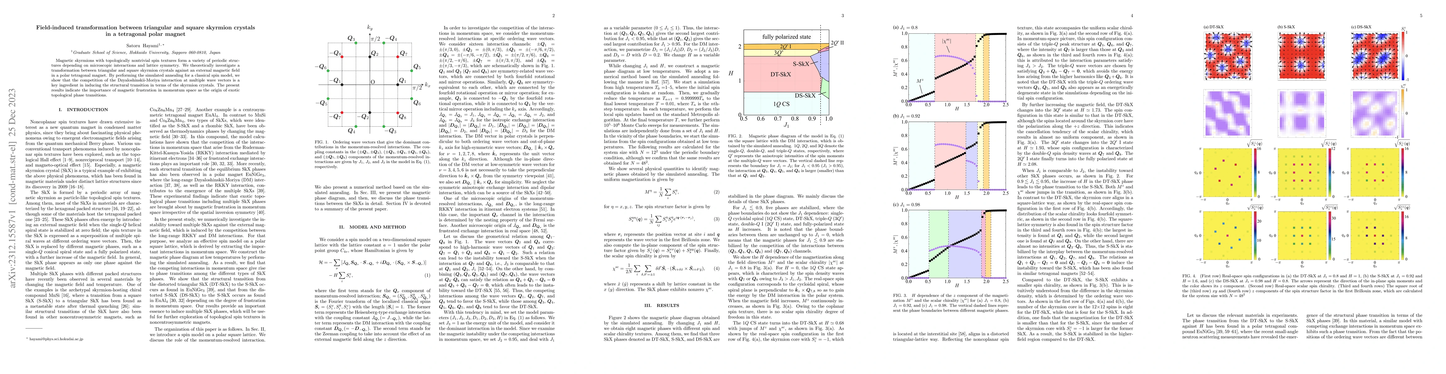 Thumbnail for Field-induced transformation between triangular and square skyrmion
  crystals in a tetragonal polar magnet