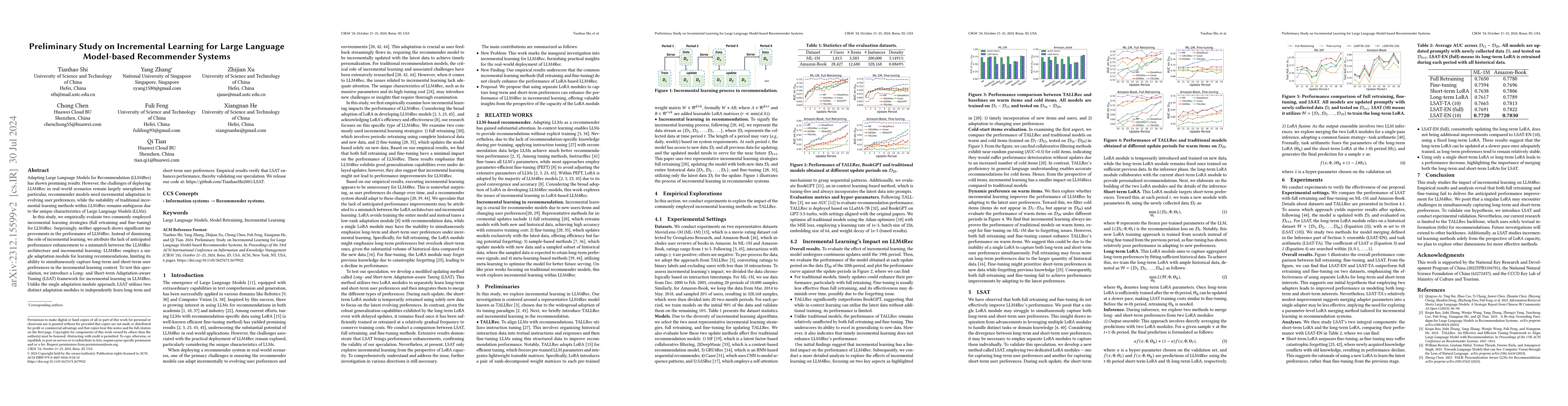 Thumbnail for Preliminary Study on Incremental Learning for Large Language Model-based
  Recommender Systems