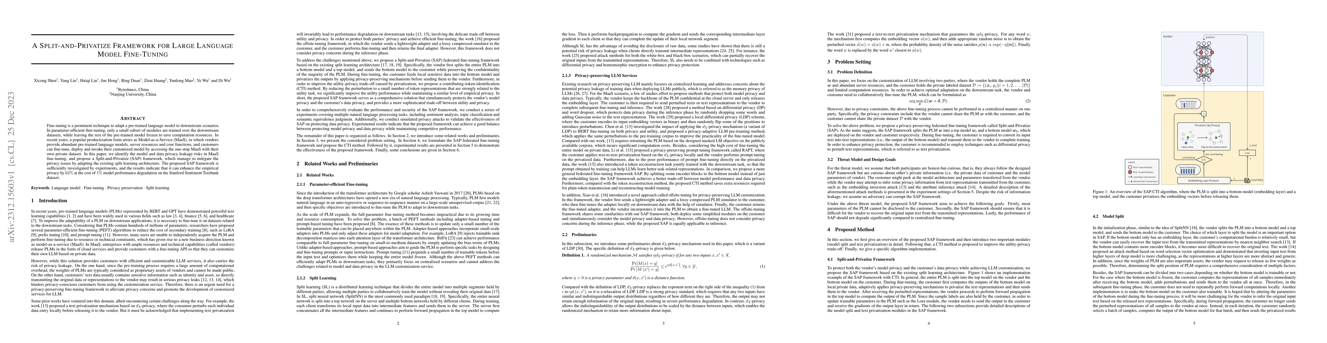 Thumbnail for A Split-and-Privatize Framework for Large Language Model Fine-Tuning