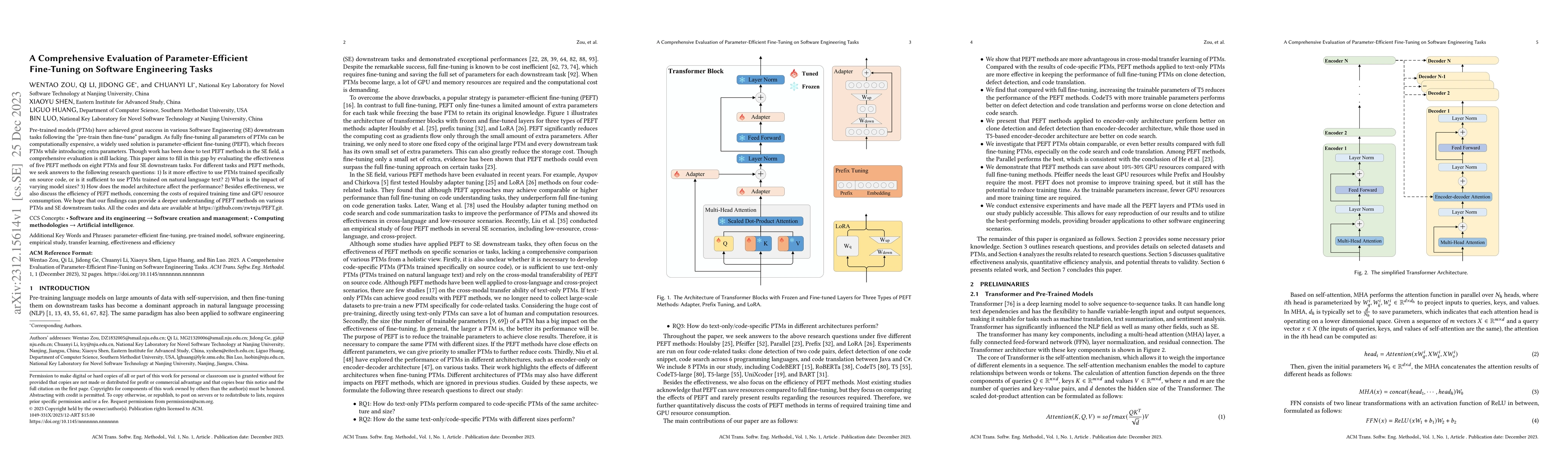 Thumbnail for A Comprehensive Evaluation of Parameter-Efficient Fine-Tuning on
  Software Engineering Tasks