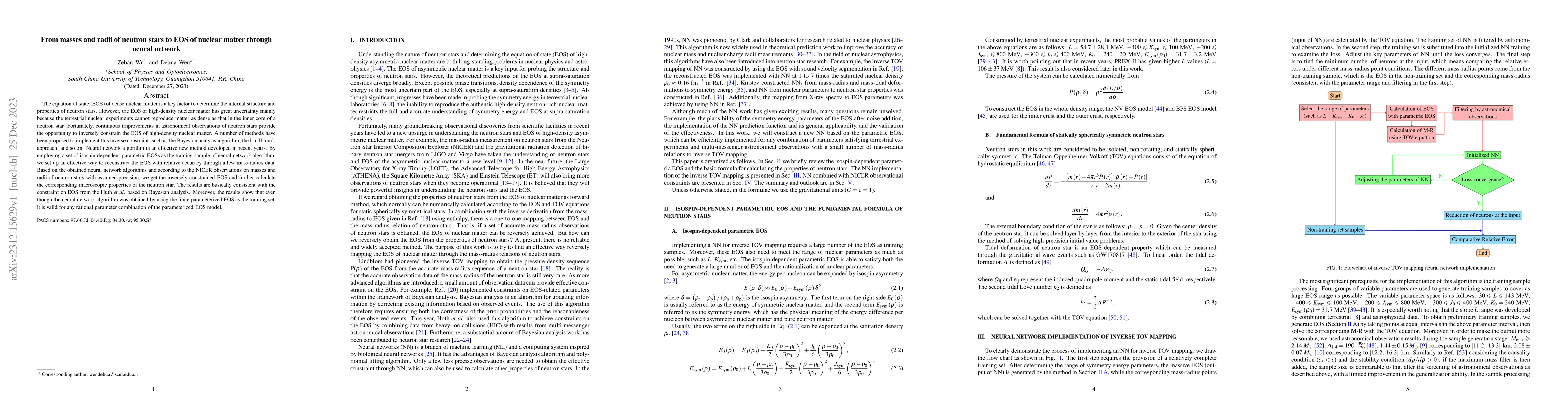 Thumbnail for From masses and radii of neutron stars to EOS of nuclear matter through
  neural network