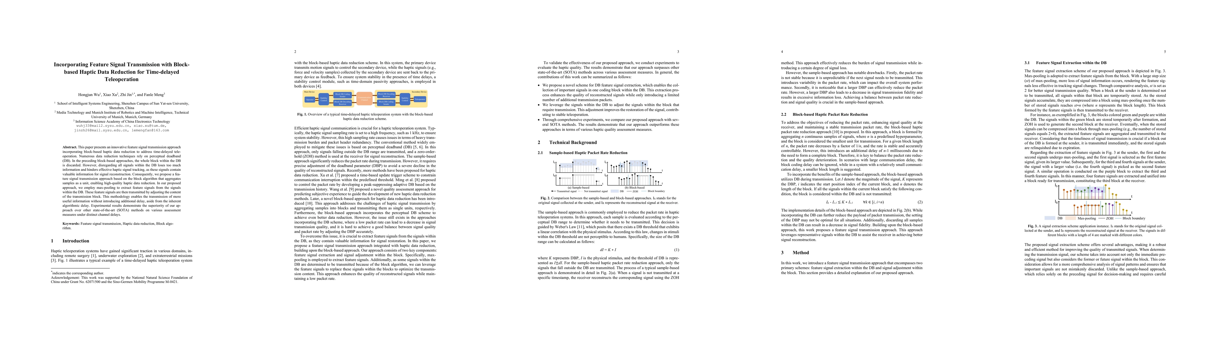 Thumbnail for Incorporating Feature Signal Transmission with Block-based Haptic Data
  Reduction for Time-delayed Teleoperation