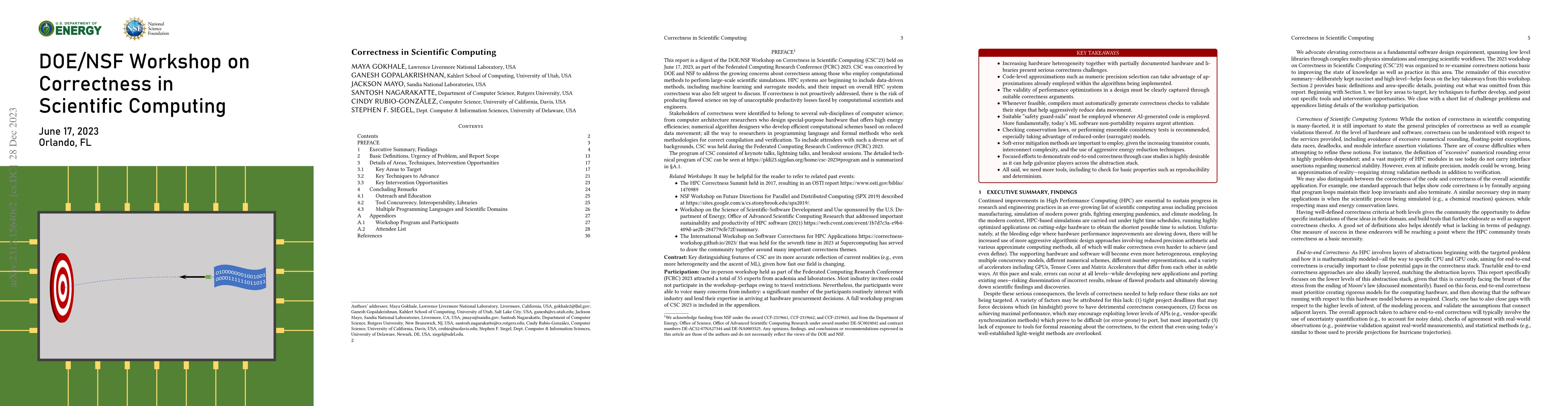 Thumbnail for Report of the DOE/NSF Workshop on Correctness in Scientific Computing,
  June 2023, Orlando, FL