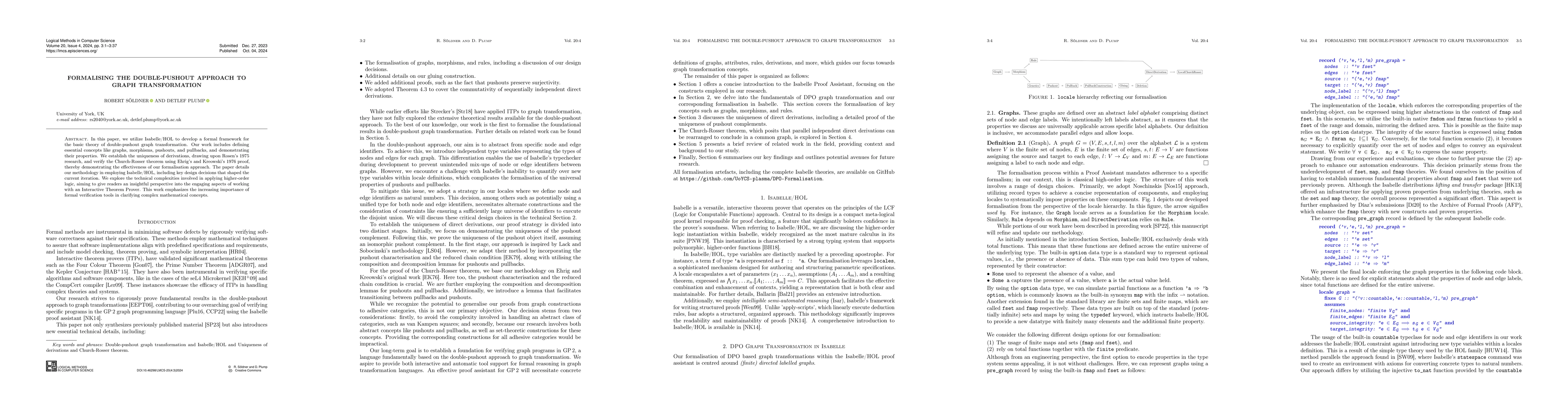 Thumbnail for Formalising the Double-Pushout Approach to Graph Transformation