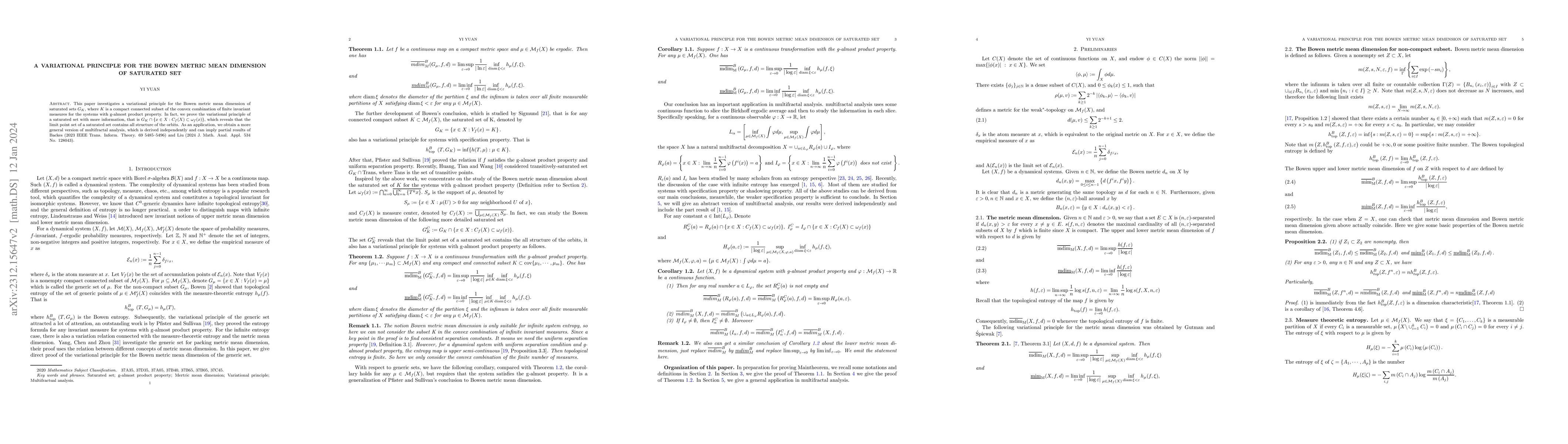 Thumbnail for A variational principle for the Bowen metric mean dimension of saturated
  set