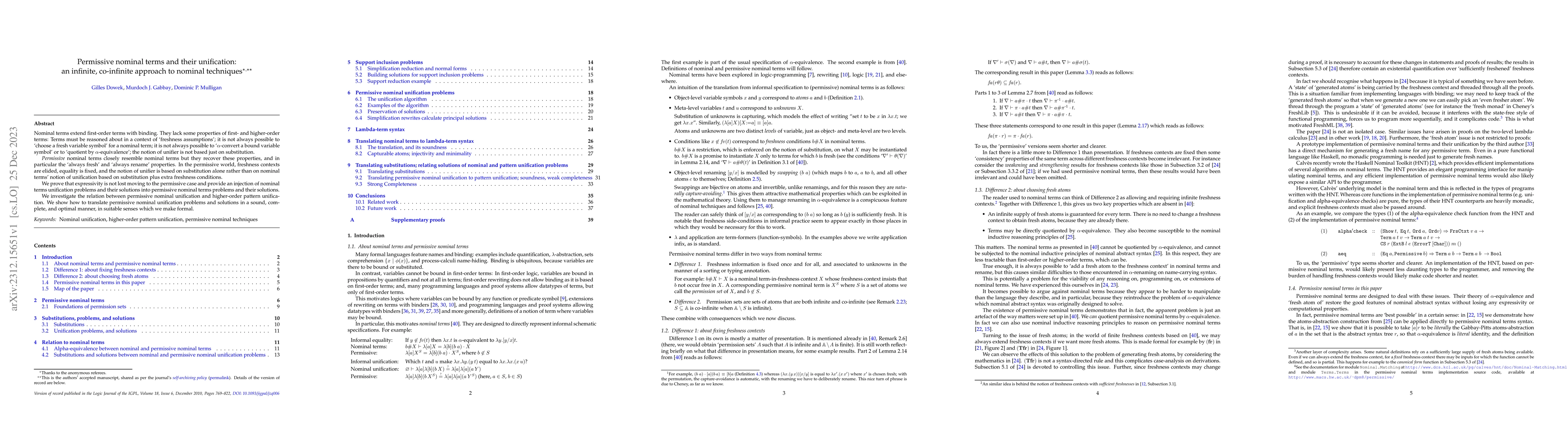 Thumbnail for Permissive nominal terms and their unification: an infinite, co-infinite
  approach to nominal techniques
