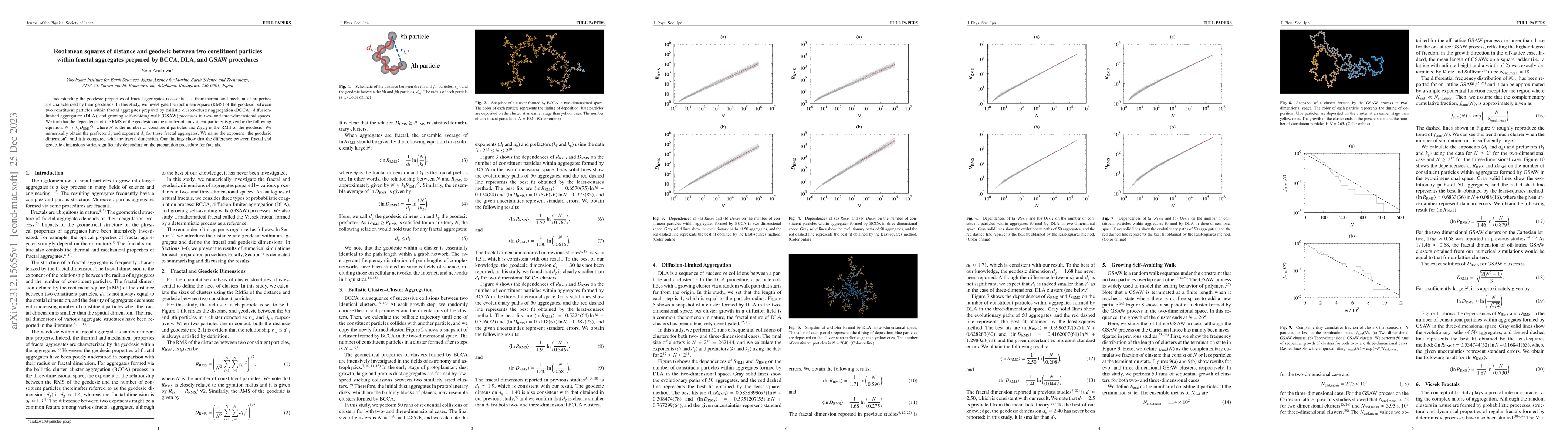 Thumbnail for Root mean squares of distance and geodesic between two constituent
  particles within fractal aggregates prepared by BCCA, DLA, and GSAW
  procedures