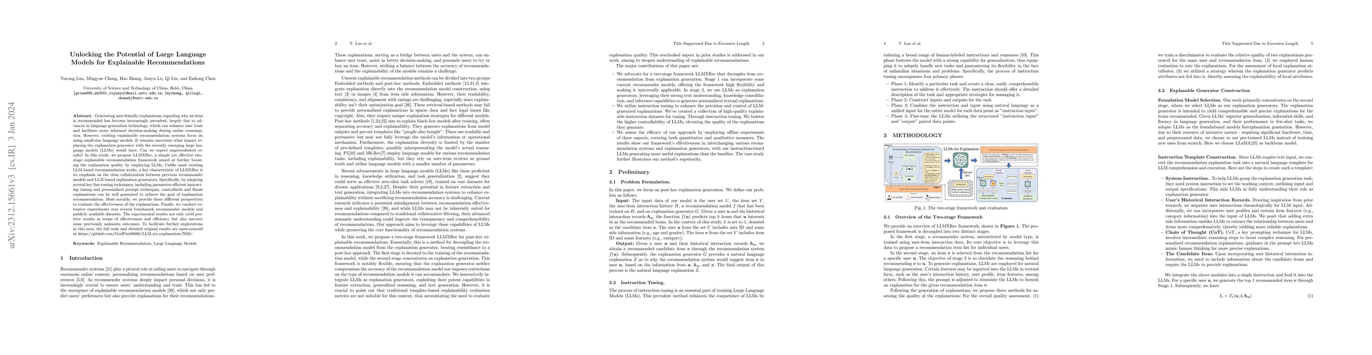 Thumbnail for Unlocking the Potential of Large Language Models for Explainable
  Recommendations