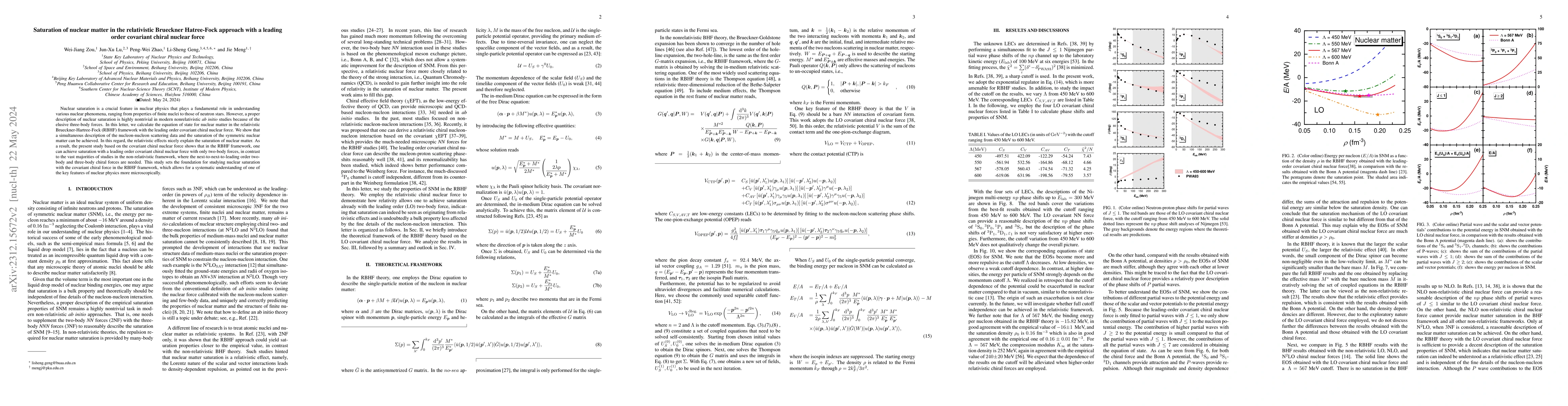 Thumbnail for Saturation of nuclear matter in the relativistic Brueckner Hatree-Fock
  approach with a leading order covariant chiral nuclear force
