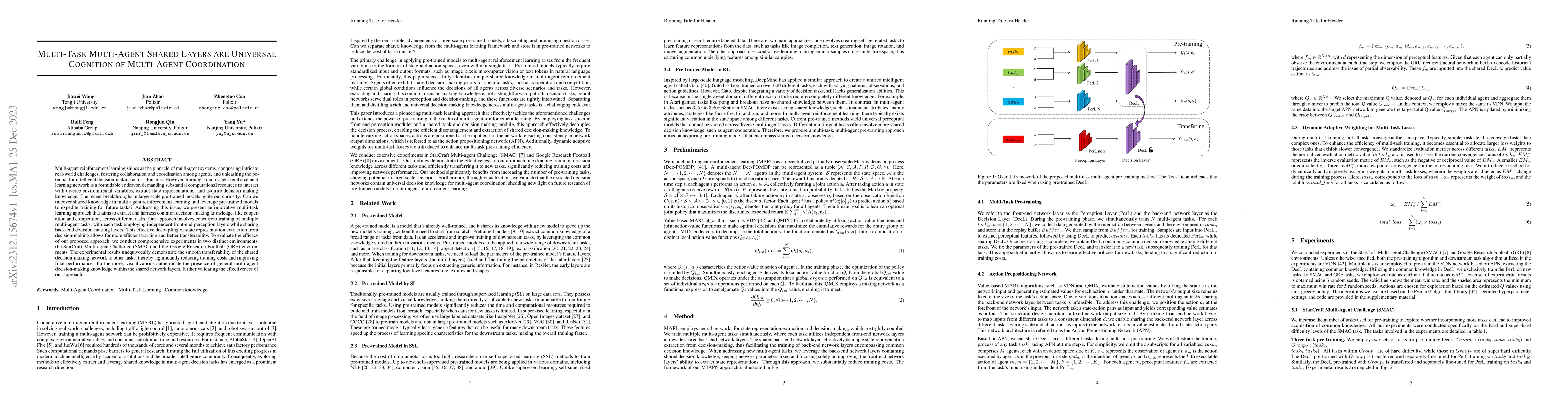 Thumbnail for Multi-Task Multi-Agent Shared Layers are Universal Cognition of
  Multi-Agent Coordination