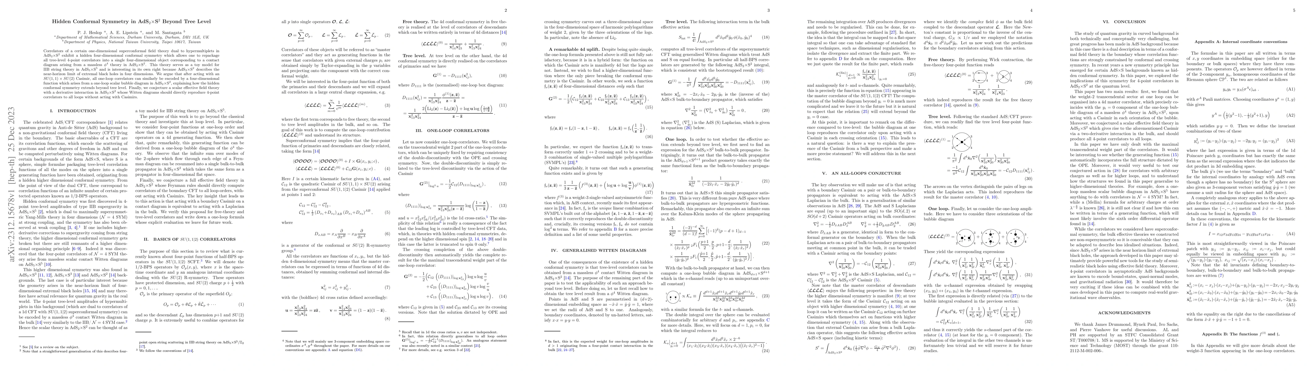 Thumbnail for Hidden Conformal Symmetry in AdS$_2\times$S$^2$ Beyond Tree Level