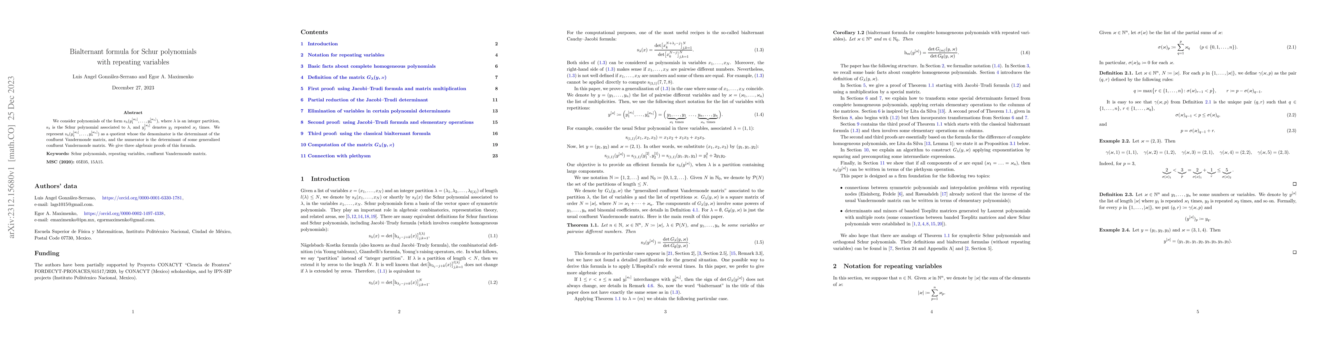 Thumbnail for Bialternant formula for Schur polynomials with repeating variables