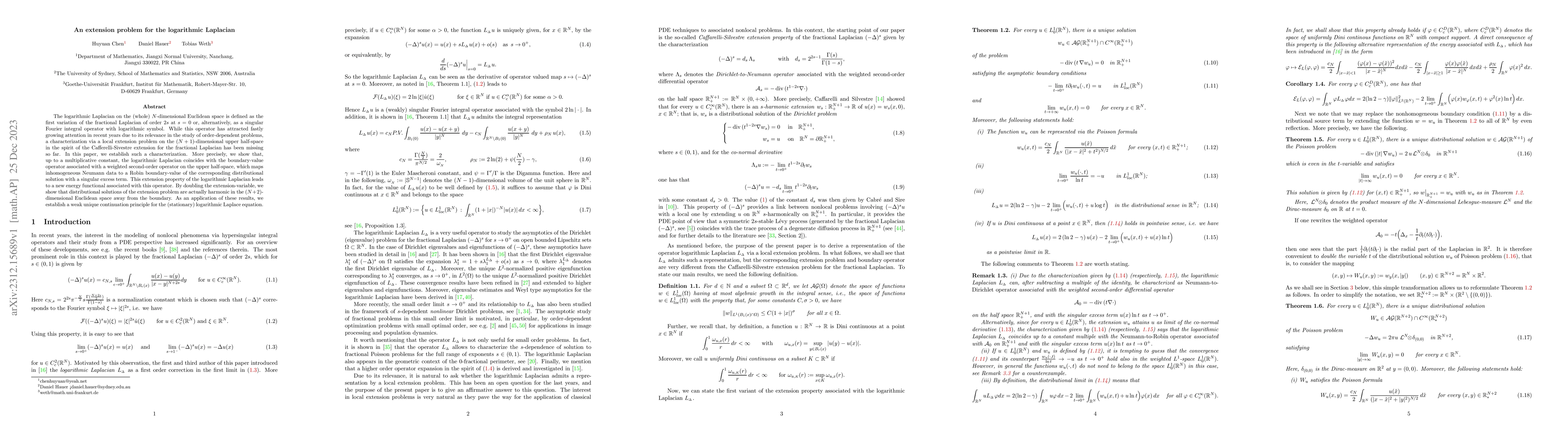 Thumbnail for An extension problem for the logarithmic Laplacian